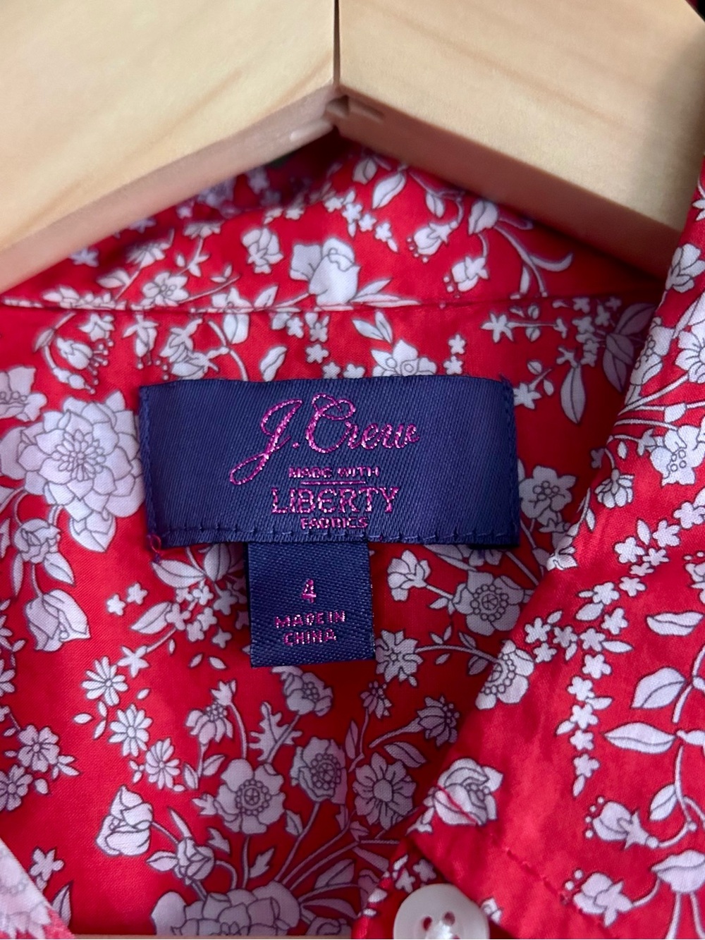 J.Crew Liberty London Summer Blooms Slim Perfect Shirt Floral Cotton Sz 4 - Picture 4 of 9